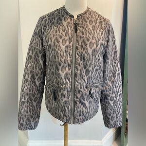 Generation Love New York Women’s Small Gray Brown Zip Up Leopard Print Jacket